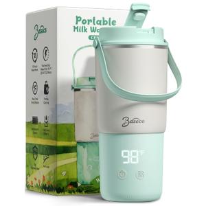 Portable Bottle Warmer with 120W Fast Heating, Portable Milk Warmer for On-the-Go Use, 18000mAh Rechargeable with Long Battery Life, 316 Stainless Steel Warmer for Breast Milk, Formula & Water (Green)