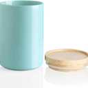 Sweejar Kitchen Canisters Ceramic Food Storage Jar, Stackable Containers with Airtight Seal Wooden Lid for Serving Ground Coffee, Tea, Sugar, Salt and More - 28 Fl Oz (Dark Turquoise)