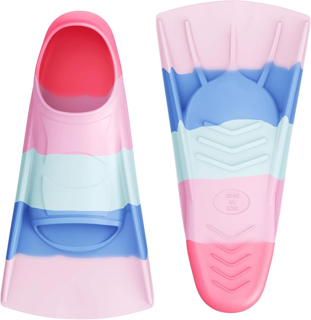 Gintenco Swim Fins, Kids Swim Training Fins for Lap Swimming, Travel Size Flippers with Mesh Bag, Silicone Swimming Fins for Kids Teens Adults Women Men (XS(Jr 13-1.5), CH13)