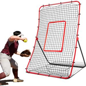 Baseball Rebounder Net Pitchback NetAngle Adjustable Pitch Trainer Simulate Grounder and Fly Ball, Baseball Softball Pitching and Fielding Rebound Net for All Players Pitch,Throw,Fielding