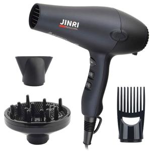 1875w Professional Tourmaline Hair Dryer,Negative Ionic Salon Hair Blow Dryer,DC Motor Light Weight Low Noise Hair Dryers with Diffuser & Concentrator & Comb (Navy)