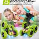 QUNREDA Remote Control Car for Kids Ages 6+, RC Cars Stunt Car Toy 4WD Double Sided 360 Rotating Remote Control with Headlights, Birthday Xmas Gifts for Boys 6 7 8 9 10 11 12 Green