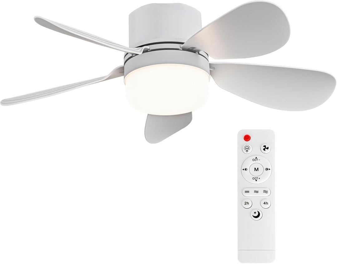 Socket Fan Light with Remote Control, Portable Small Ceiling Fan with Lights for Bedroom, Kitchen, Living Room, with Dimming Function, 1000 Lumens, Screws into E26/E27, 16.54 Inches Diameter, White