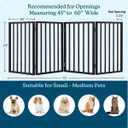Pet Gate - 4-Panel Indoor Foldable Dog Fence for Stairs, Hallways, or Doorways - 72x24-Inch Wood Freestanding Dog Gates by PETMAKER (Black)