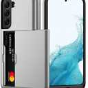 Nvollnoe for Samsung S22 Case with Card Holder 5G 6.1 inch Slim Dual Layer Heavy Duty Protective forGalaxy S22 Case Hidden Card Slot Wallet Case for Samsung S22(Silver)