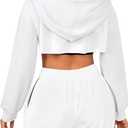 LovelyWholesale Zip Up Hoodie Women Cropped Sweatshirt Long Sleeve Crop Tops White Large (White, L)