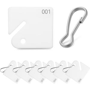 100Pcs Key Tags, Plastic Slotted Key Tags with Buckle, 1.57 Inches White Square Key Tag with Number(1-100), Sturdy Plastic Key Tag for Keys Cabinets,Boxes, Lockers, Home, Office and Garage