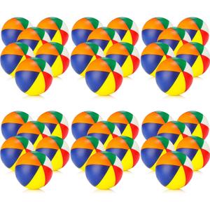 36 Pcs Beach Stress Ball 2.5 Inch Summer Mini Stress Relief Balls Rainbow Squeeze Toys Pu Foam Squeezy Toy for Girls Boys Adults Beach Birthday Party Favors Water Pool Games(Multicolor)