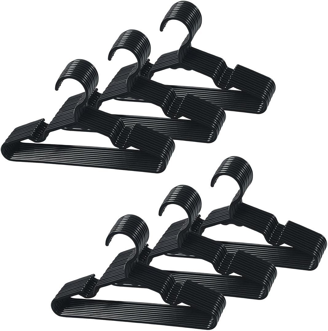 60 pcs Black Baby Nursery Closet Hangers, Non-Slip Laundry Infant Pant Hanger for Newborn Clothes Gift, Ultra-Thin Child Coat Hanger for Girl Boy Toddler Kid