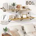 Fun Memories Floating Shelves for Wall, 12 Inch Deep Floating Shelves Set of 2, 55W x 12D Large Wall Shelf with Sturdy Metal Brackets for Living Room, Bathroom, Bedroom and Kitchen, Oak