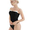 SUUKSESS Women Double Lined Spaghetti Strap Cami Going Out Y2k Sleeveless Tank Tops (Small, Black)