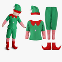 Geyoga Kids Christmas Elf Costume Outfits Include Hat Shoes and Other Accessories for Toddler Xmas Cosplay, Size L