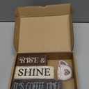 4 Pcs Farmhouse Coffee Bar Sign Decor Wooden Cup Rise & Shine It's Coffee Time Rustic Wood Cafe Sign Gift for Home Kitchen Tabletop Decor