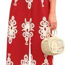 PRETTYGARDEN Women's Summer Boho Jumpsuits One Piece Beach Vacation Outfits Spaghetti Strap Wide Leg Pants Rompers (Red Apricot Floral,XX-Large) Red