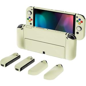 PlayVital AlterGrips Protective Slim Case for Nintendo Switch OLED, Ergonomic Grip Cover for Joycon, Dockable Hard Shell for Switch OLED w/Thumb Grip Caps & Button Caps