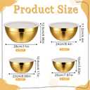 Giantree 4 Pcs Gold Mixing Bowls with Airtight Lids, Stainless Steel Mixing Bowls Metal Nesting Organizers for Kitchen Mixings Prepping Storing Serving Food, Non-slip Bottom Size 5.5, 3.6, 2.7, 2.1Qt