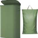 Lifewit Slim Laundry Basket with Lid, Narrow Large Laundry Hamper with Plastic Handles and Removable Bag, Tall Foldable Dirty Clothes Hampers for Laundry Room, Bedroom, Bathroom, Dorm, 65L Green
