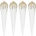 KI Store 2pcs Extra Large Christmas Icicles White 12-Inch Christmas Tree Decorative Hanging Ornaments for Xmas Tree Decor