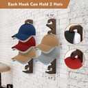 Hat Rack Hats Organizer for Baseball Caps Wood Cap Storage Hat Hooks for Wall Baseball Hat Storage Organizer Hat Display Up to 20 Hats for Closet Wall, Set of 2