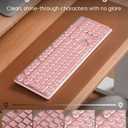 SEUNKWANG EWEADN X7S Wireless Keyboard with White Backlit, Metal Panel, 2.4G Rechargeable Computer Keyboard Silent Light up Full Size Cute Keyboards for Win & MAC - Pink