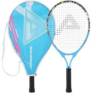 Kids Tennis Racket for Boys & Girls Aged 2-12 - Multi-Color & Style Youth Tennis Racket for Beginner, Includes 420D Nylon Shoulder Strap Bag (Yellow, 21.0 Inches)