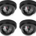 4 Pack Dummy Fake Camera Security CCTV Dome Cameras with Flashing Red LED Light for Indoor Outdoor Home Business, Black (Juego de 4)