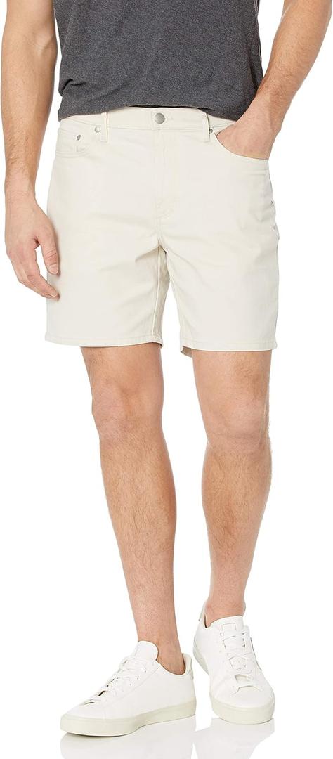 2 x Amazon Essentials Men's Slim-Fit 7" Inseam Stretch 5-Pocket Short (Beige)
