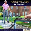 Air-Go Foldable Walker with Seat, Rollator Walkers for Seniors with Airgonomic Grips, Adjustable Height 4'9"-6'7", 300 lb Capacity, Blue