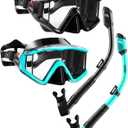 Aegend Snorkeling Gear for Adults, Dry Snorkel Set Panoramic View Enhanced Anti-Leak and Anti-Fog Technology, Adjustable Strap for Snorkeling Scuba Diving Swimming with Mesh Bag