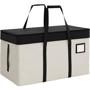 StorageWorks Extra Large Moving Bags with Lid, Heavy Duty Storage Packing Tote for Moving Supplies with Zippers & Reinforced Handles, Alternative to Moving Boxes, White and Black, 1 Pack