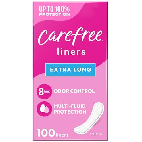 Carefree Panty Liners, Extra Long Liners, Unwrapped, Unscented, 100ct