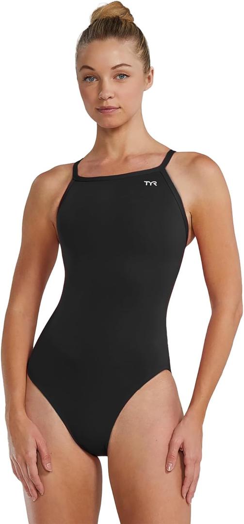 TYR Women's Durafast Elite Diamondfit Swimsuit (30, Black), Small