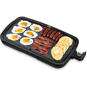 DASH Deluxe Everyday Electric Griddle with Dishwasher Safe Removable Nonstick Cooking Plate for Pancakes, Burgers, Eggs and more, Includes Drip Tray + Recipe Book, 20 x 10.5, 1500-Watt - Black