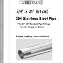 GeilSpace 3/4" x 24" Stainless Steel Pipe, 304 Pipe Nipple Fits Standard 3/4 Inch Threaded Pipes and Fittings, DIY Industrial Metal tube (2 PCS)