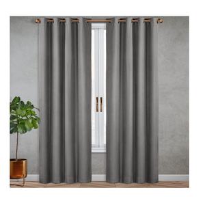 SUN+BLK Nantes Luxury Insulated Total Blackout Grommet Single Curtain Panel, Noise Reducing, Light Blocking, Grey, 52x63
