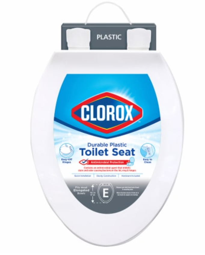 Clorox Durable Plastic Antimicrobial Protection Toilet Seat with Easy-off Hinges