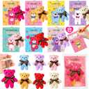 28 Pack Mini Bear Plush Toy Keychains with Easter Gifts for Classroom Prizes Exchange Gifts Prizes Easter Day Gifts for Kids Boy Girl Easter Party Favors
