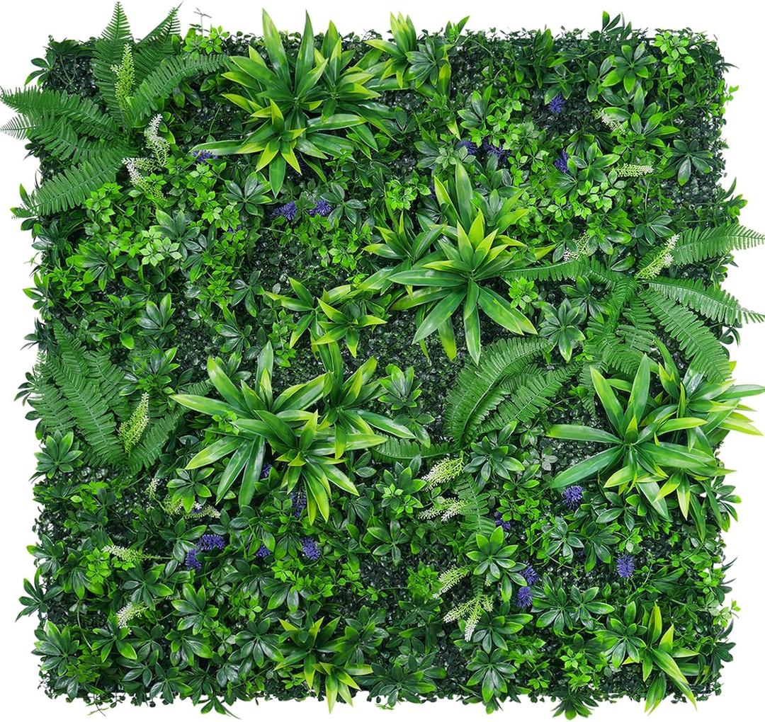 Yangrass 16pcs 20''x20'' Grass Wall Panels, Artificial Hedge Panels Greenery Wall, UV Protected Faux Grass Backdrop Privacy Fence Screen, Greenery Wall for Outdoor Indoor Garden Birthday Wedding Decor