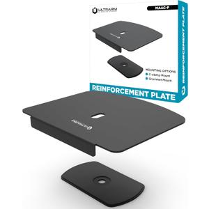 Steel Monitor Mount Reinforcement Plate for Thin Glass & Other Fragile Tabletop - Steel Bracket Plate Fits Most Monitor Stand Grommet & C-Clamp Monitor Arm Mounts Installation Black MAAC-P