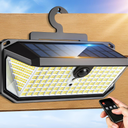 LUHLEE 526LEDs Solar Outdoor Lights Hanging on Fence 6000K Solar Motion Lights Outdoor with 270° Wide Angle,3 Modes and Remote Control, Hook Installation Solar Lights for Chain Link (2)