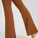 ODODOS Cloud Feeling Split-Hem Flared Pants for Women High Waisted Lounge Bootcut Yoga Pants - 31" Inseam, Caramel, Medium (Brown, M)