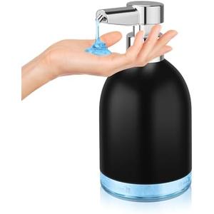 Automatic Soap Dispenser Liquid Touchless: 11oz Plastic - 5 Level Adjustable Black Rechargeable Electric Auto Smart Soap Dispenser - Bathroom Kitchen Hand Dish Lotion