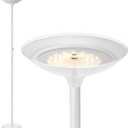 BoostArea Torchiere Floor Lamp, 30W Super Bright LED Standing Lamp, 3000K Stepless Dimmable Pole Lamp with Rotary Switch, 70 Inch Tall Metal Modern White Floor lamp for Living Room/Bedroom/Office/Den