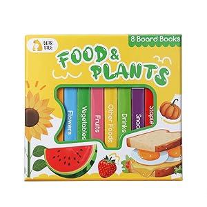 Food&Plants: Boxset of 8 Board Books Gift Set for Kids, Children's Early Learning Board Books about Food and Plants