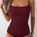 Eomenie Women's Swimsuit Tankini Tummy Control Bathing Suits Two Piece Full Coverage Slim Swim Suits with High Waisted Bottom (L)