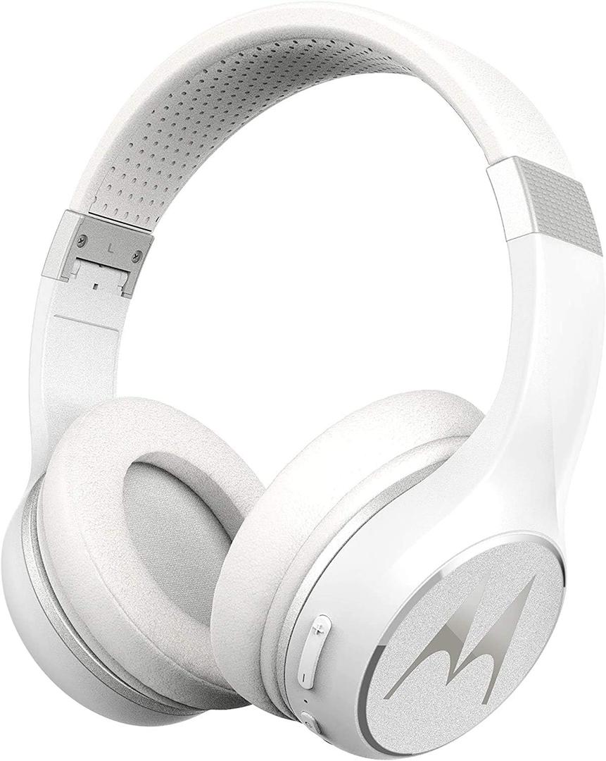 Motorola Escape 220 Over-The-Ear Bluetooth Wireless Headphones - HD Sound, Built-in Microphone, 23-Hour Play Time, Noise Isolation - Foldable & Compact - White