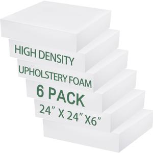 Frienda 6 Pack 6 Height X 24 Width X 24 Length High Density Outdoor Couch Cushion Replacements for Patio Furniture Square Upholstery Foam Pad for Couch Cushion Sofa Support Outdoor