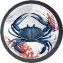 4 Pack Kitchen Cabinet Knobs Vintage Crab Coastal Sea Drawer Knobs Dresser Knobs Drawer Pulls Black Cabinet Hardware for Dresser Drawers Closet Round Drawer Handles