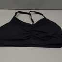 RUNNING GIRL Sports Bra for Women Ruched V Neck  Y Back Spaghetti Thin Strap Wireless Padded Medium Support Yoga Crop Top_WX3094_Black_XXL