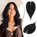 RUWISS Hair Toppers for Women Real Human Hair Lightweight Clip in Hairpiece for Thinning Hair Fluffy Straight, Natural Black